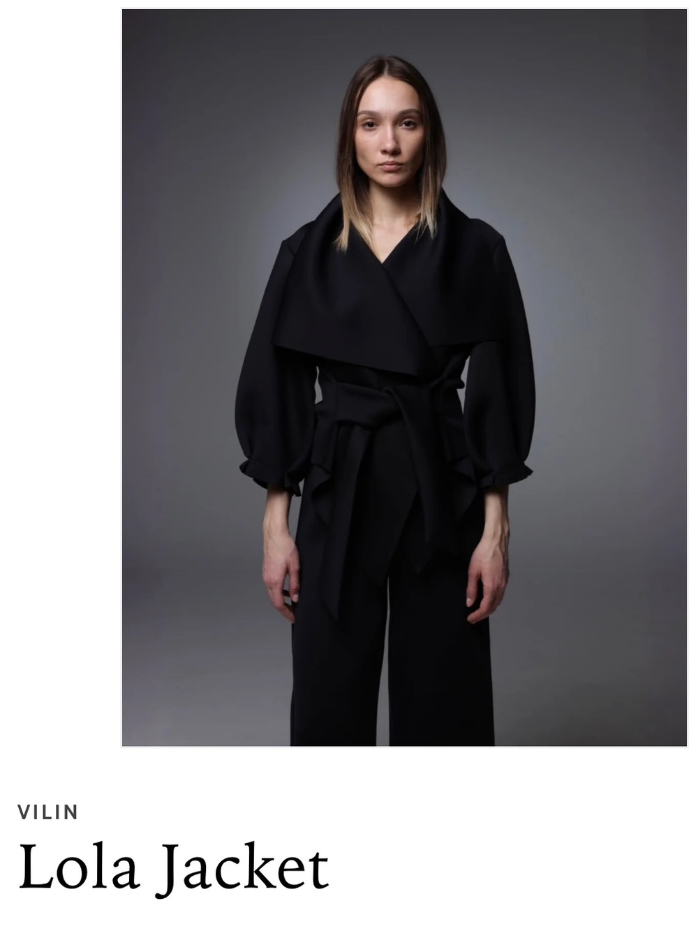 Luxury Minimalist VILIN NYC Lola Jacket Black Avant Garde Limited Release Travel